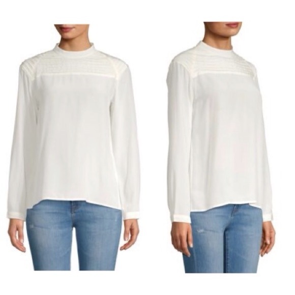 J BRAND Chrystal Pleated Silk Top NWT XS - Picture 2 of 8